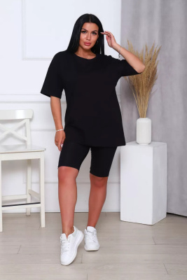 Костюм спортивный футболка и велосипедки КЖ-002 черный