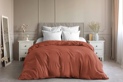 Пододеяльник поплин гл/кр 2 сп темно-терракотовый